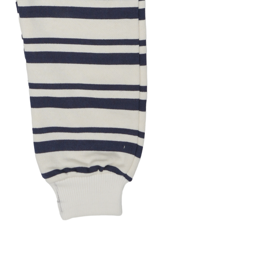 Classic Comfort White Trousers With Blue Stripe