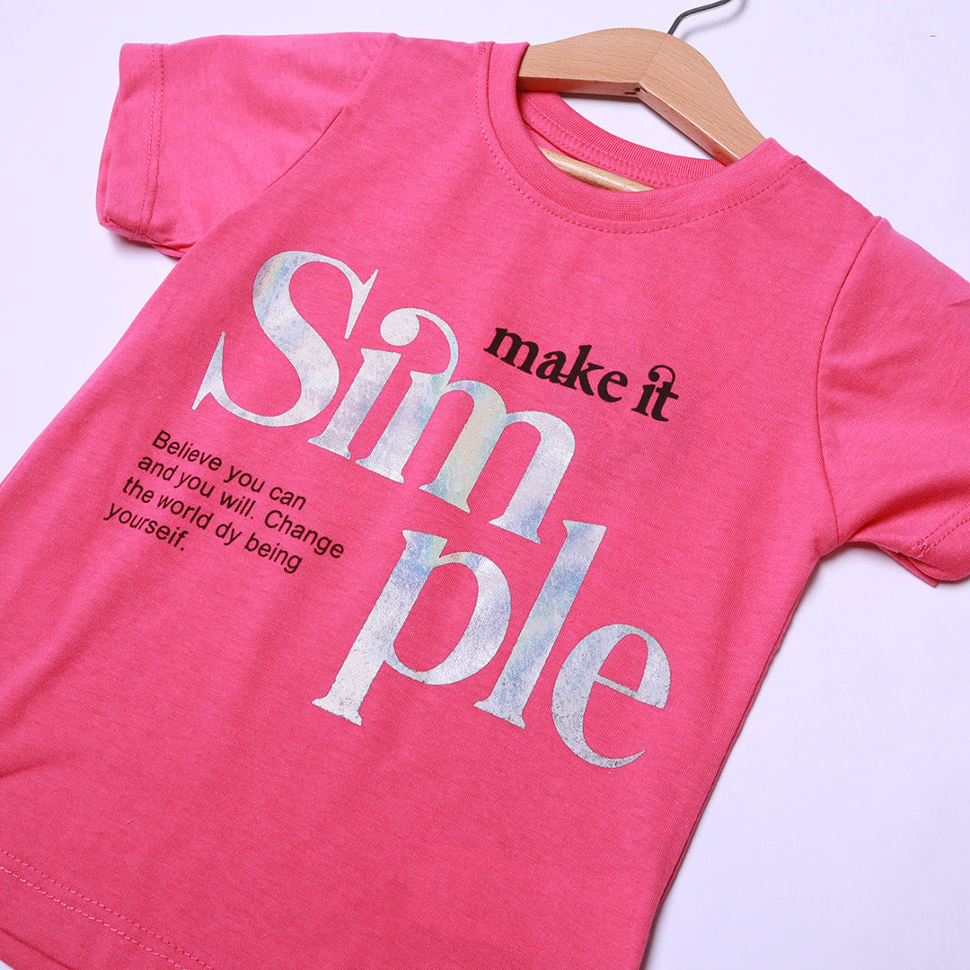 Girls' Hot Pink "Make It Simple" Graphic T-Shirt