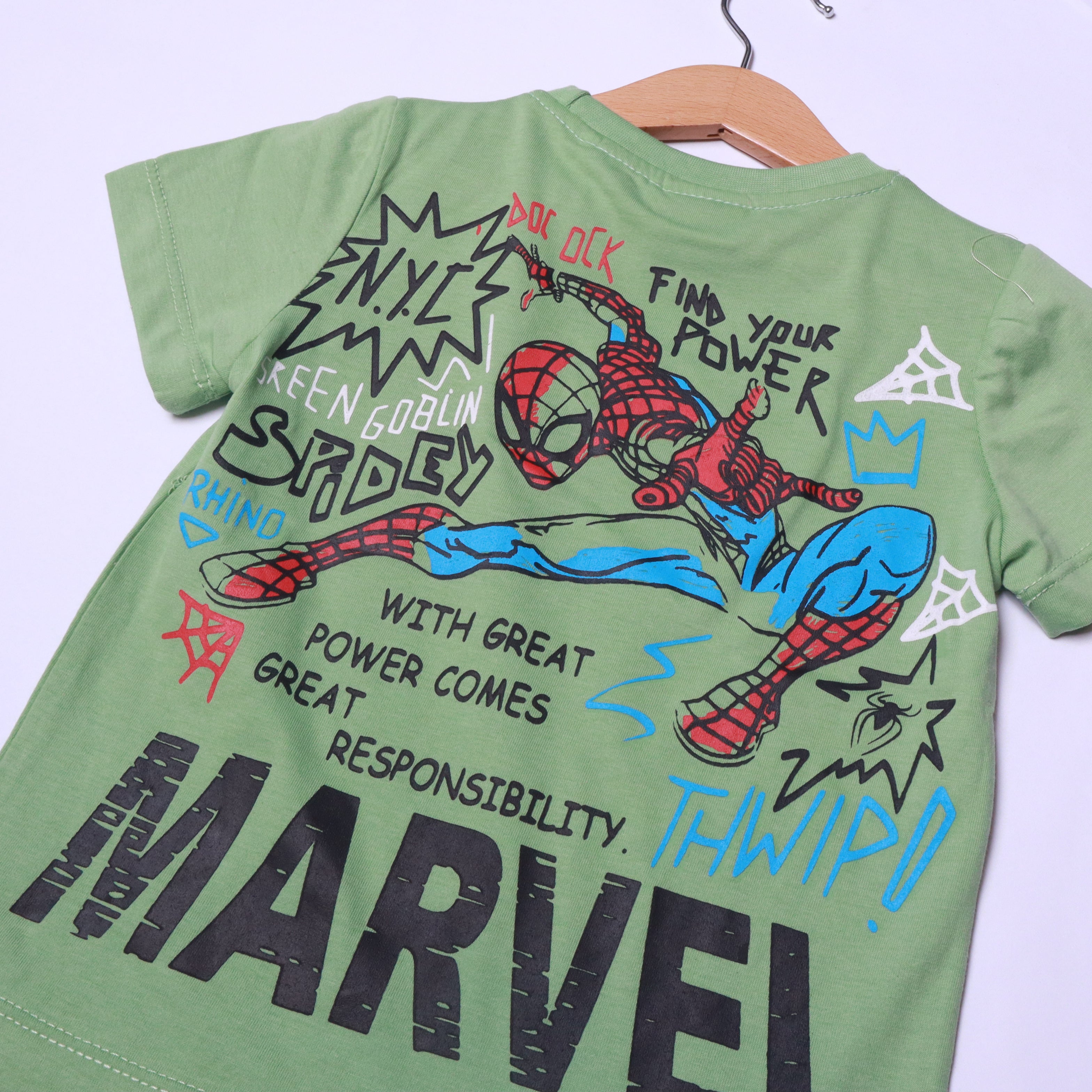 Boys' Marvel Spider-Man Light Green T-Shirt