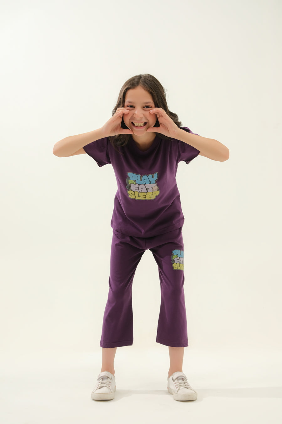 Girls' Purple "Play Eat Sleep" Lounge Set