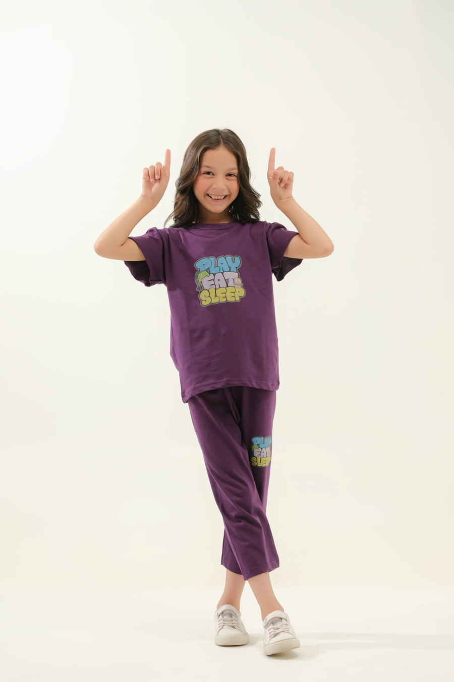 Girls' Purple "Play Eat Sleep" Lounge Set