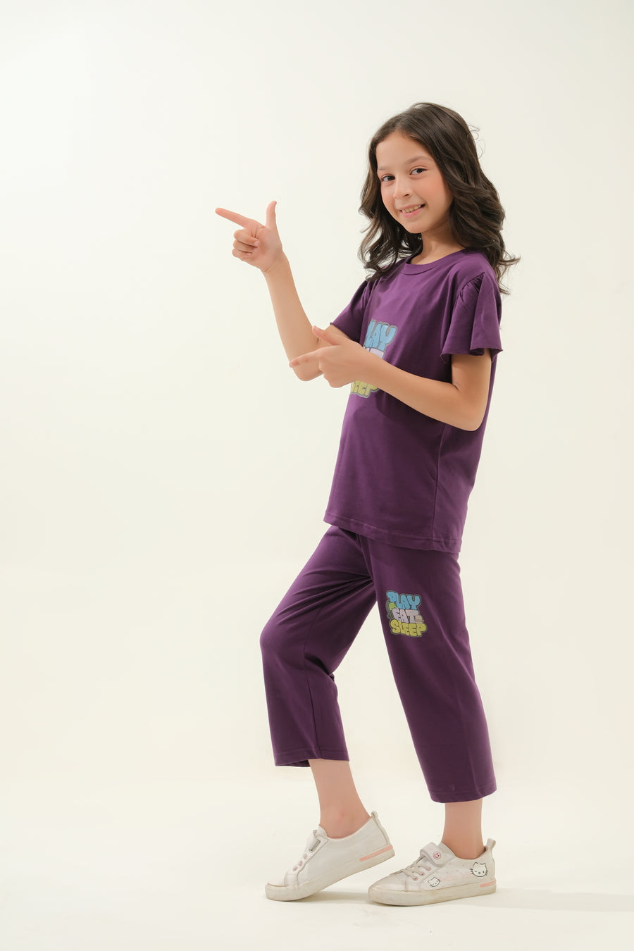 Girls' Purple "Play Eat Sleep" Lounge Set
