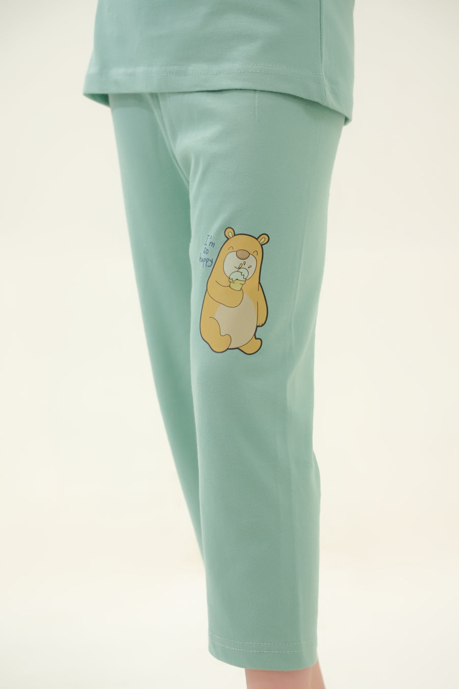 Girls' Mint Green "I'm So Happy" Bear Lounge Set