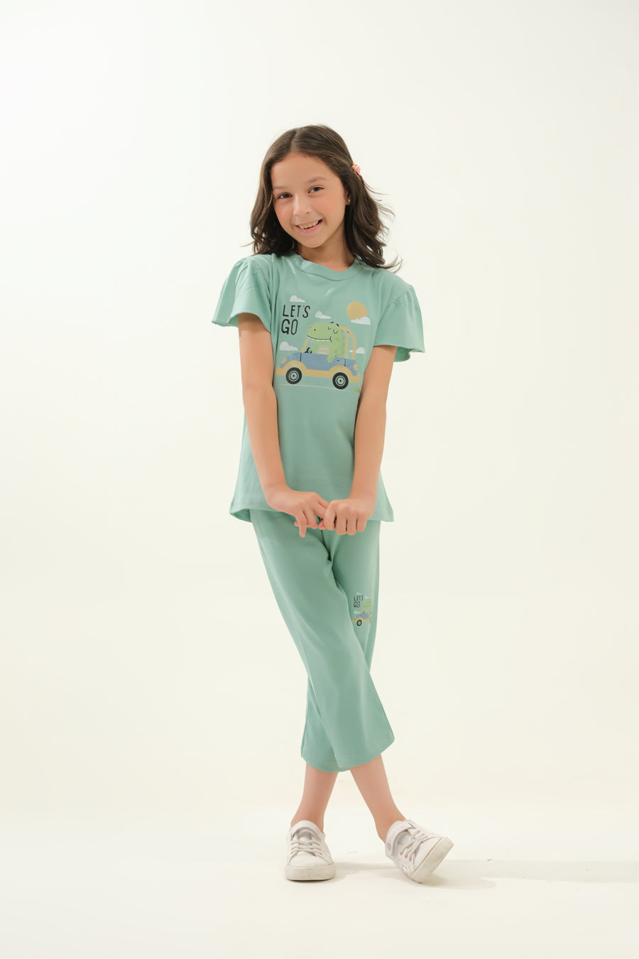 Girls' Mint Green "Let's Go" Alligator Car Lounge Set
