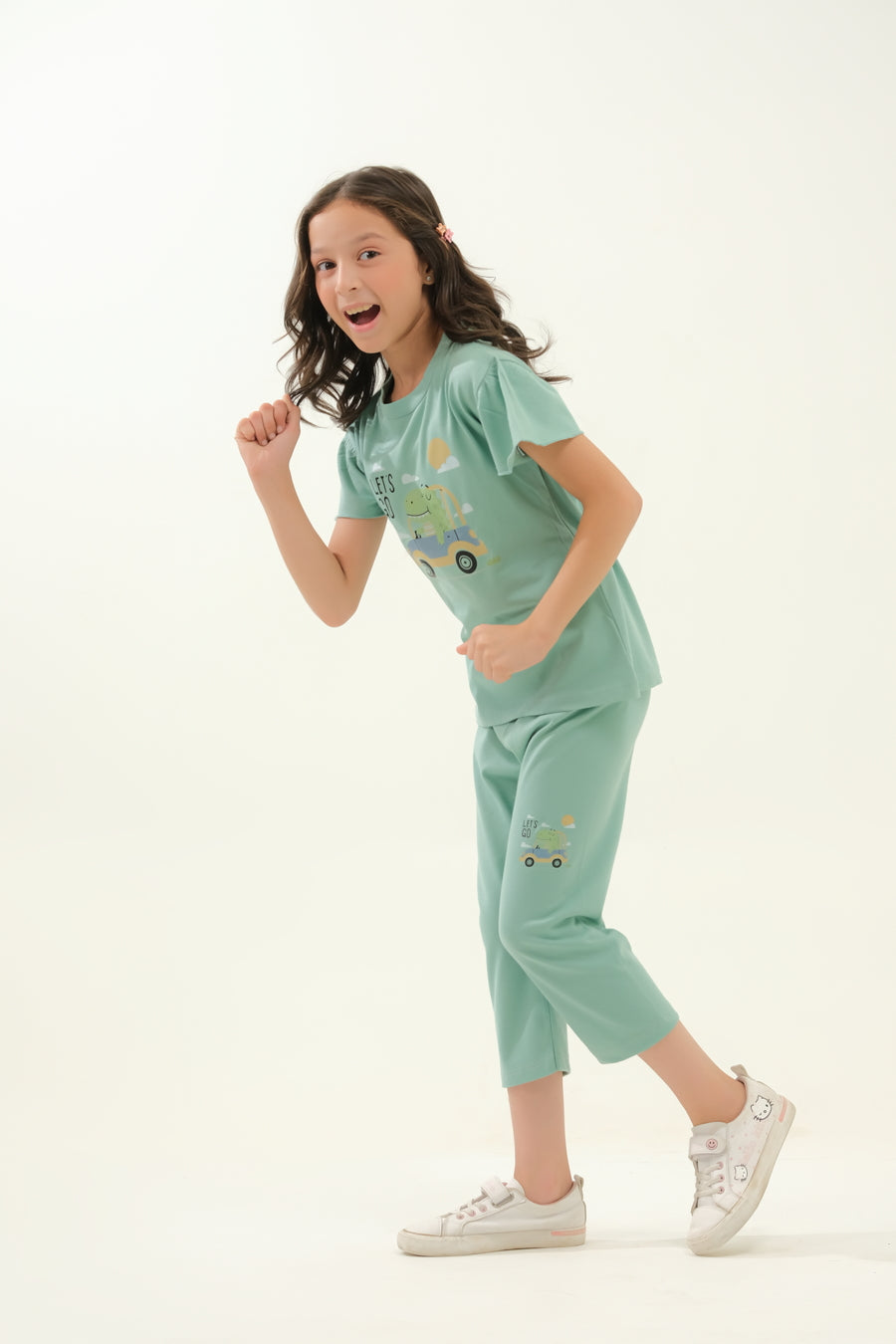 Girls' Mint Green "Let's Go" Alligator Car Lounge Set