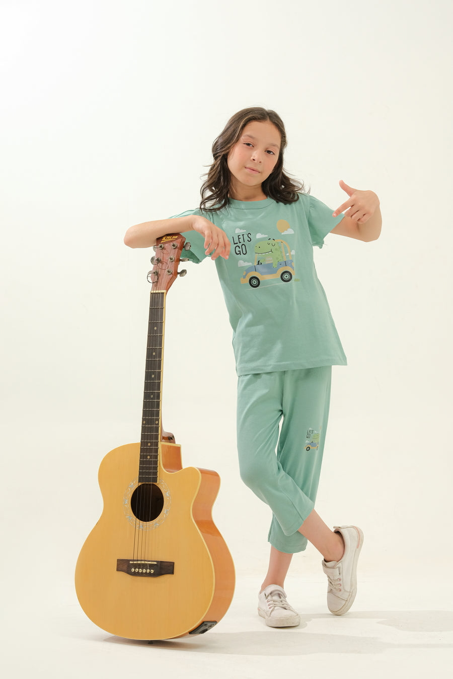 Girls' Mint Green "Let's Go" Alligator Car Lounge Set