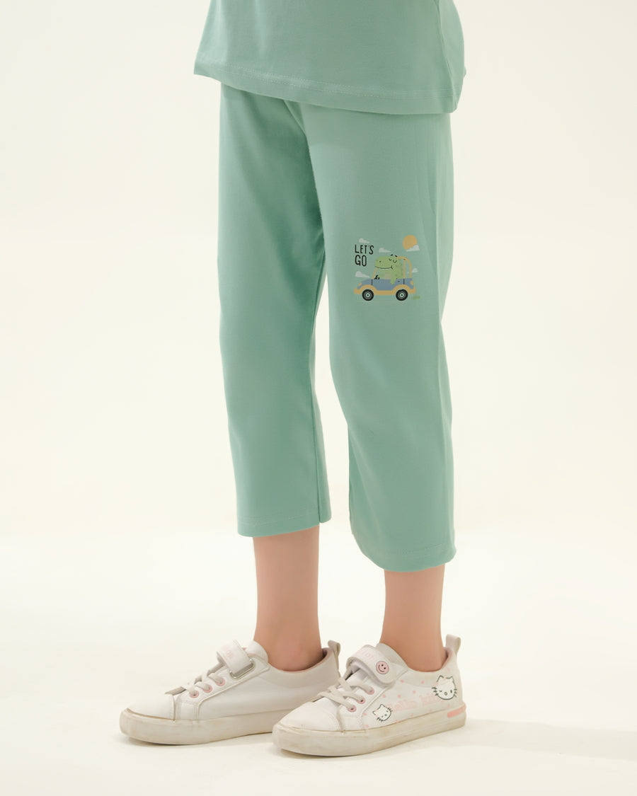 Girls' Mint Green "Let's Go" Alligator Car Lounge Set