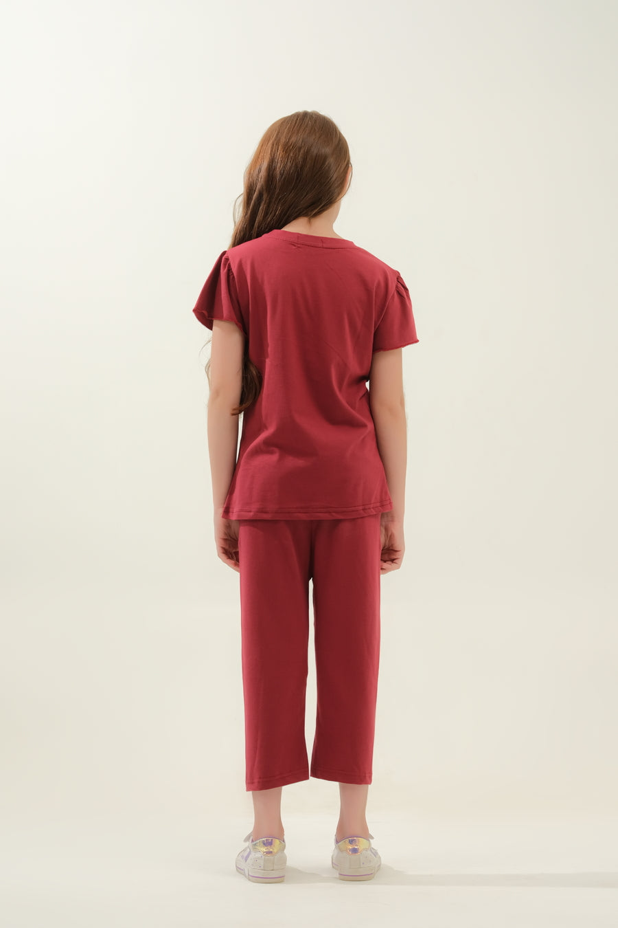 Girls' Maroon "50% Mommy, 50% Daddy, 100% Brilliant" Lounge Set