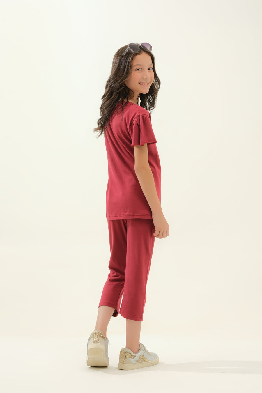 Girls' Maroon "I Am So Loved" Lounge Set