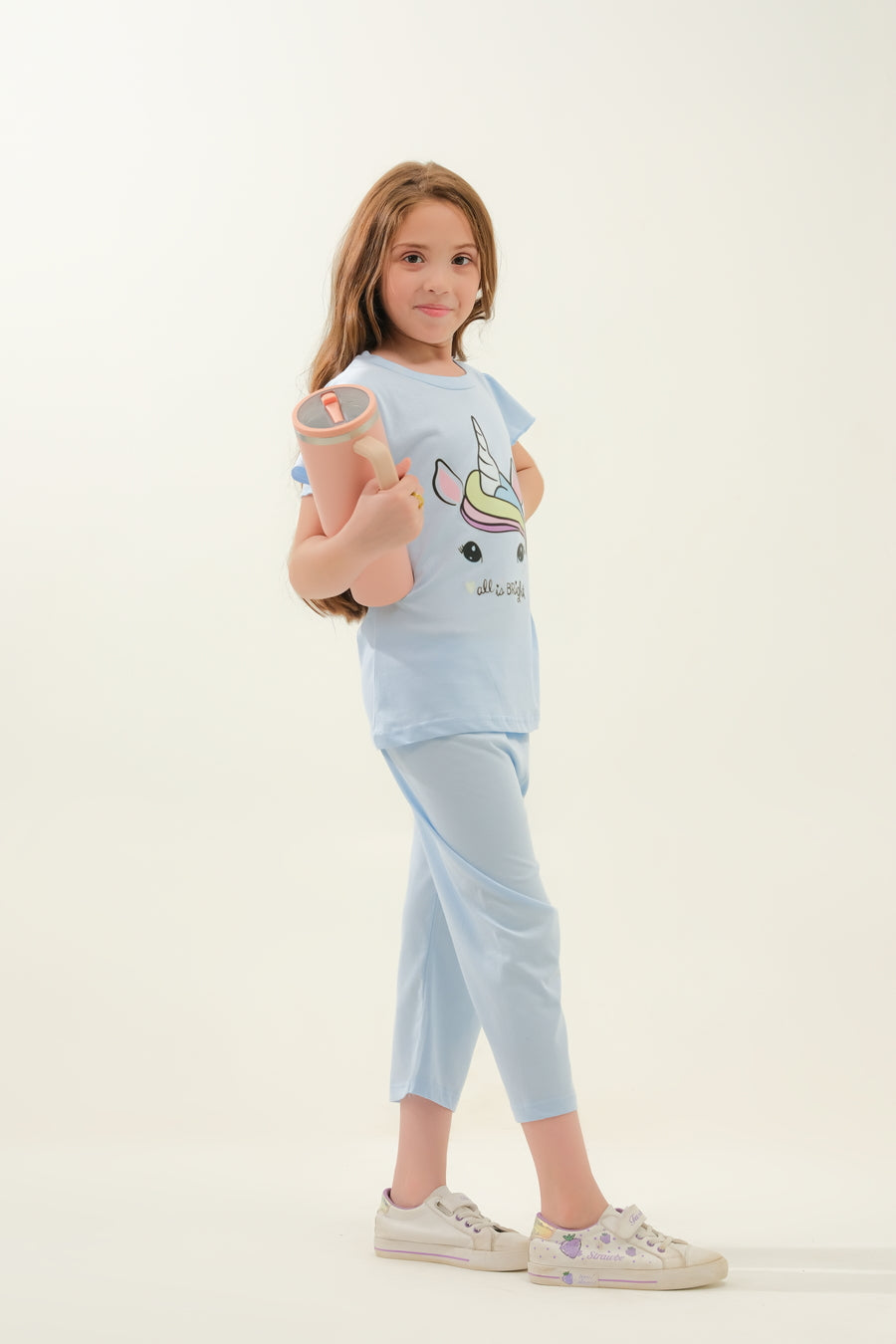 Girls' Light Blue Unicorn "So Bright" Lounge Set
