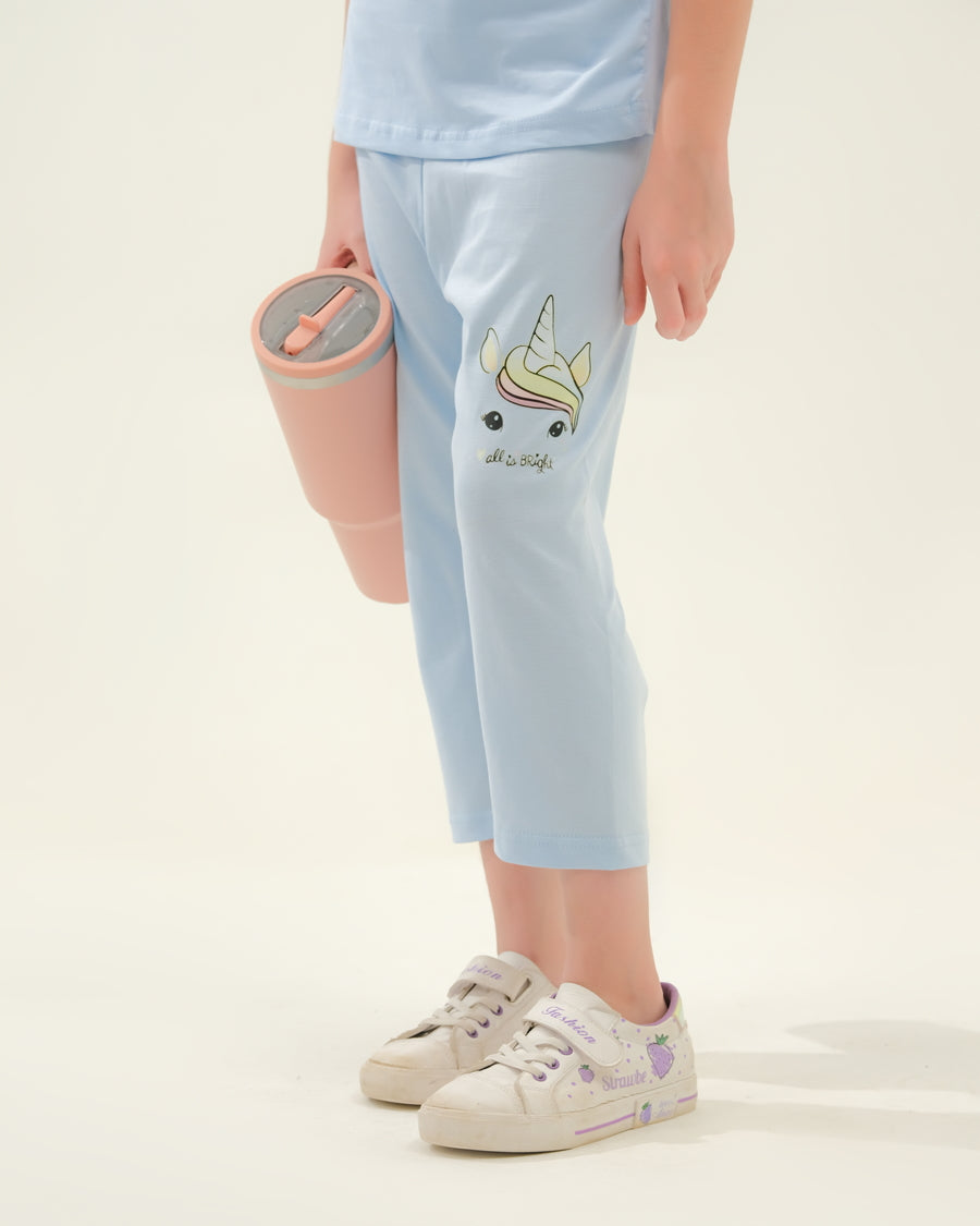 Girls' Light Blue Unicorn "So Bright" Lounge Set