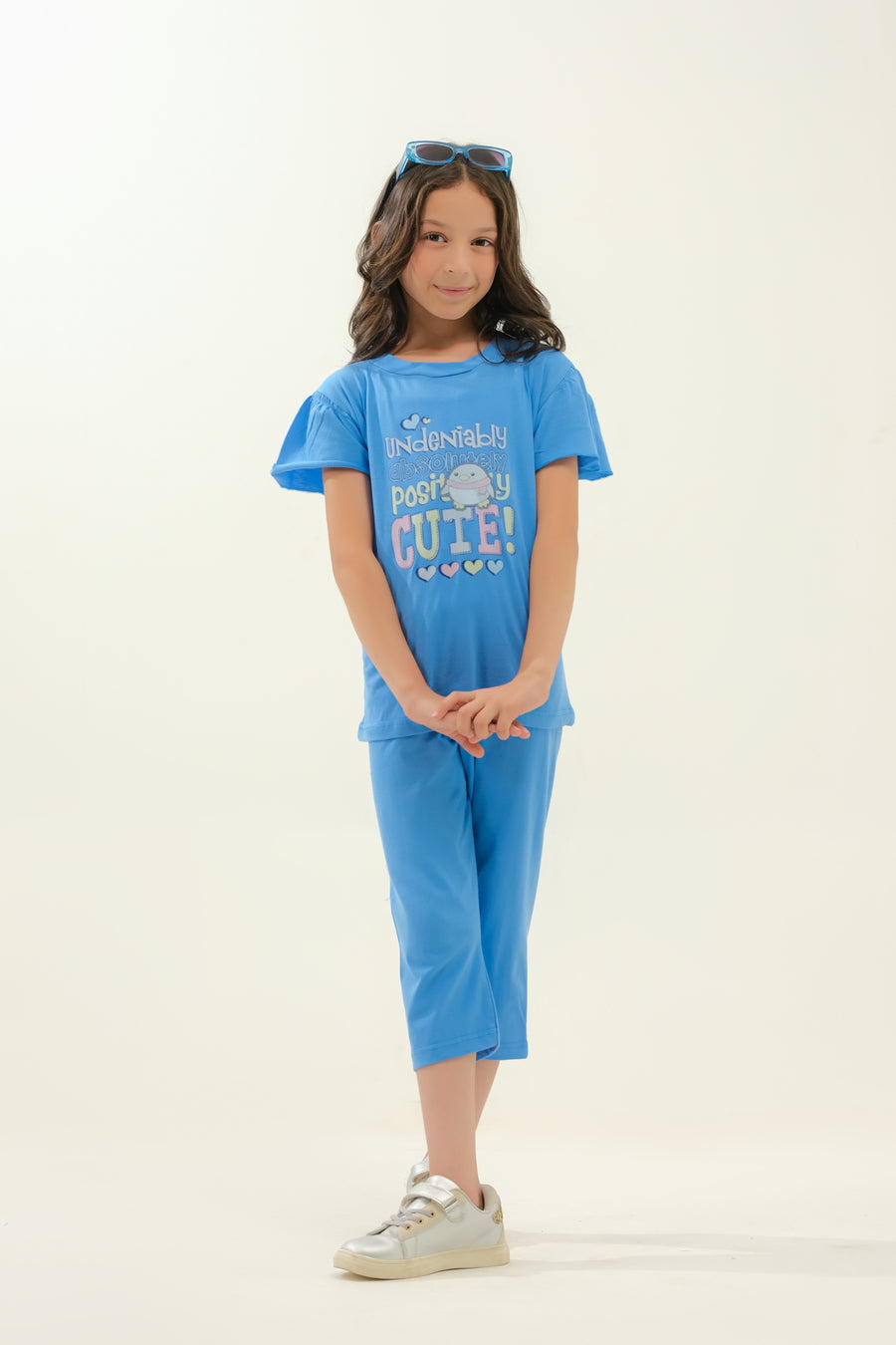Girls' Blue "Undeniably Positively Cute!" Lounge Set