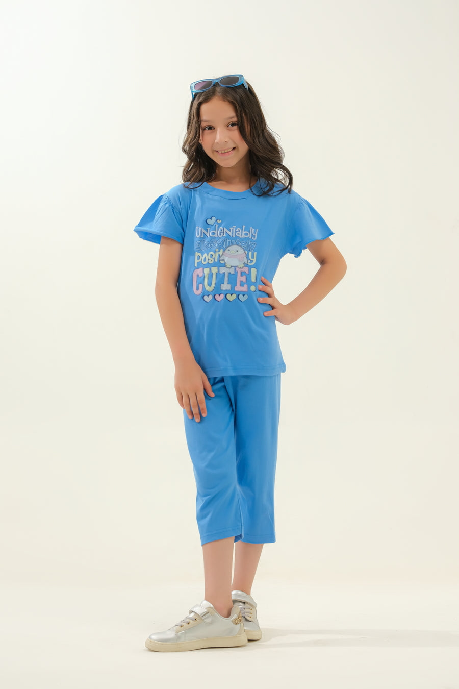 Girls' Blue "Undeniably Positively Cute!" Lounge Set