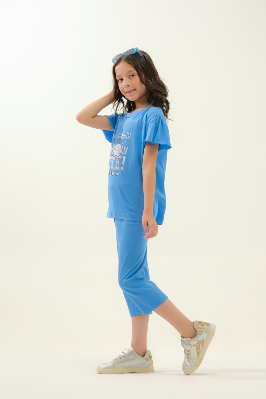Girls' Blue "Undeniably Positively Cute!" Lounge Set