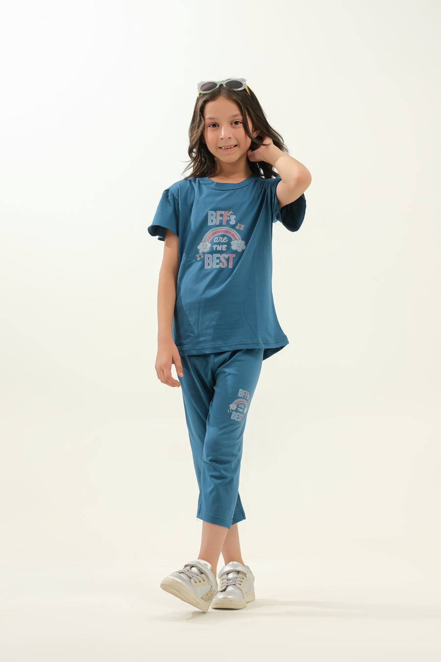 Girls' Teal "BFFs Are The Best" Lounge Set