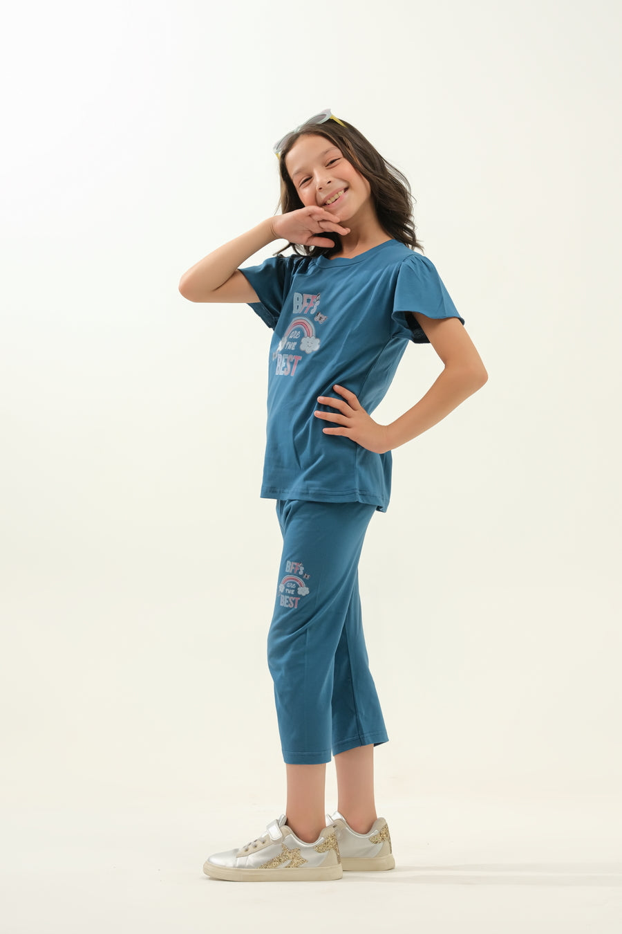 Girls' Teal "BFFs Are The Best" Lounge Set