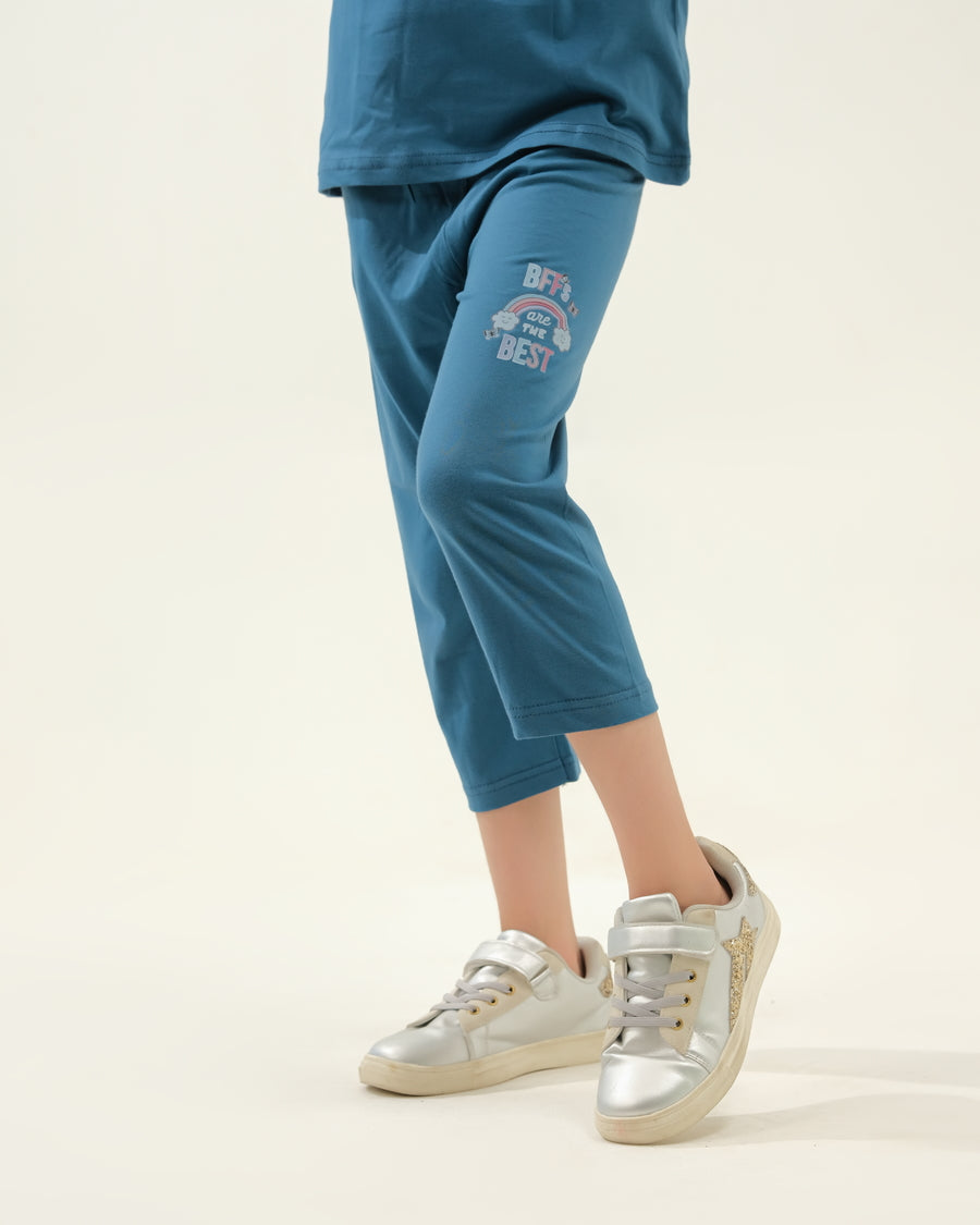 Girls' Teal "BFFs Are The Best" Lounge Set