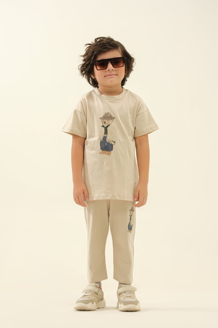 Boys' Beige Detective Bear Lounge Set
