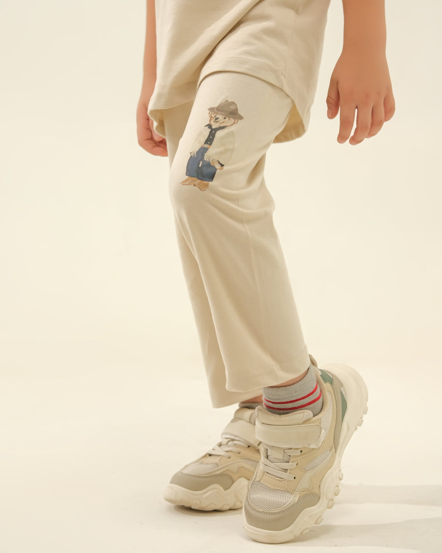 Boys' Beige Detective Bear Lounge Set