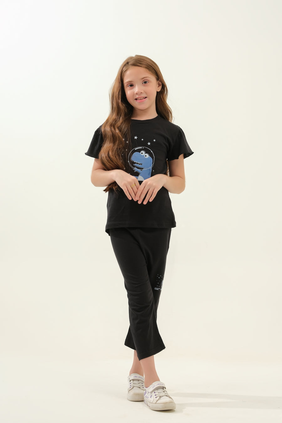 Girls' Black Space Dinosaur Lounge Set