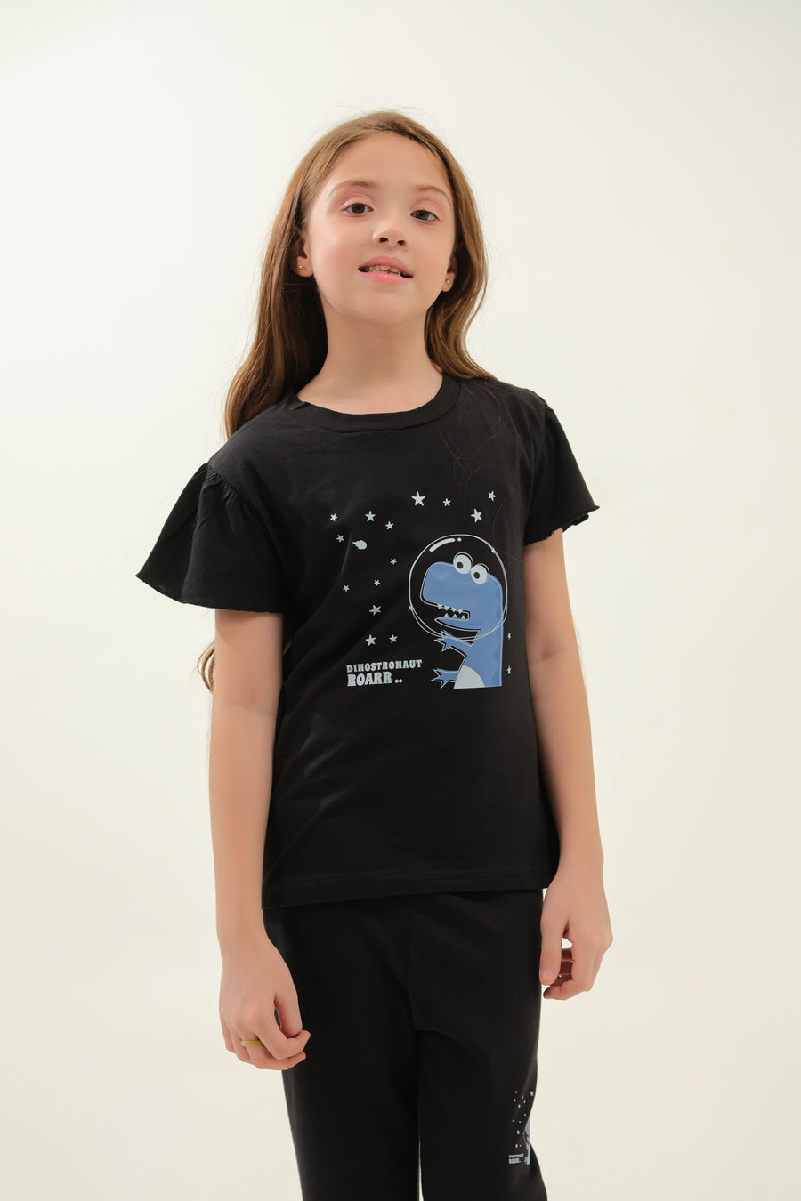 Girls' Black Space Dinosaur Lounge Set