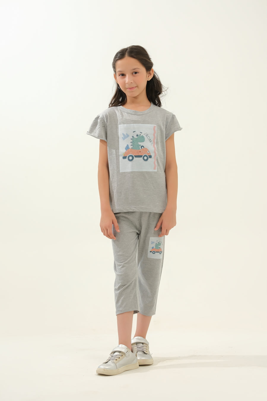Girls' Grey Dinosaur Car Lounge Set