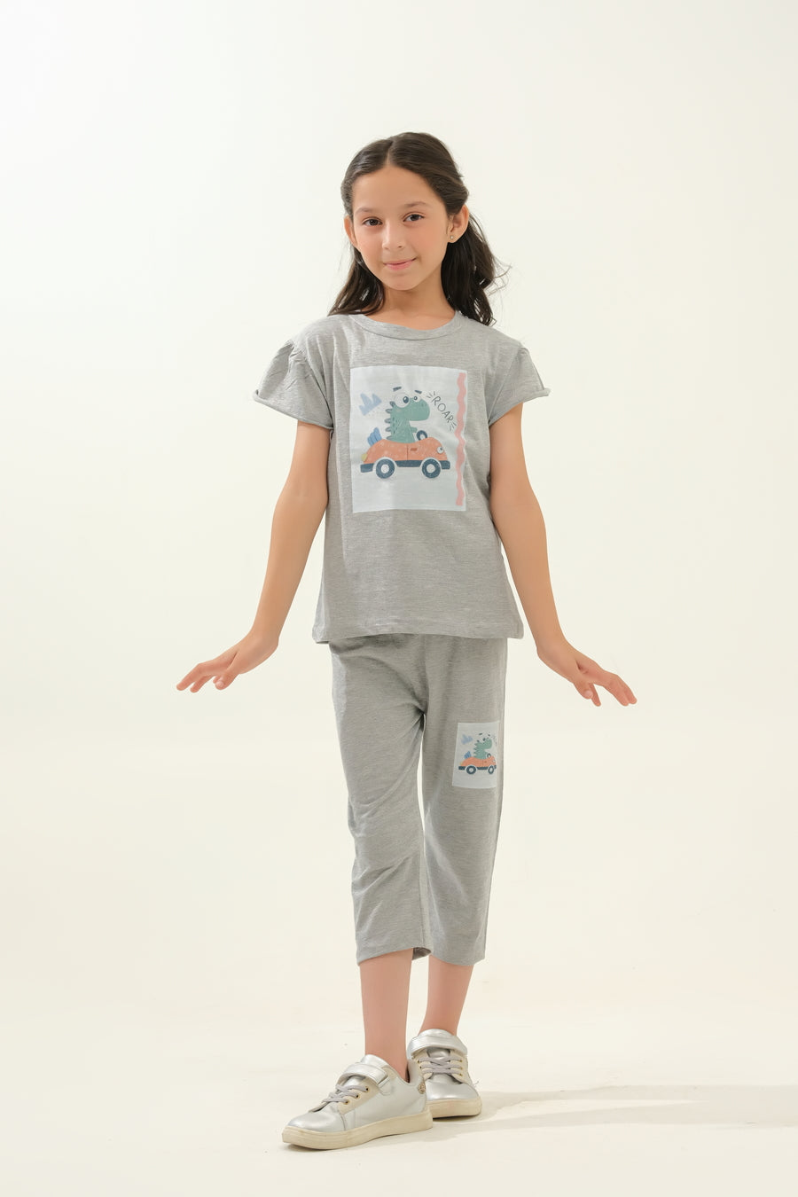 Girls' Grey Dinosaur Car Lounge Set