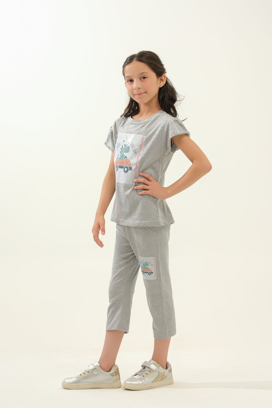 Girls' Grey Dinosaur Car Lounge Set