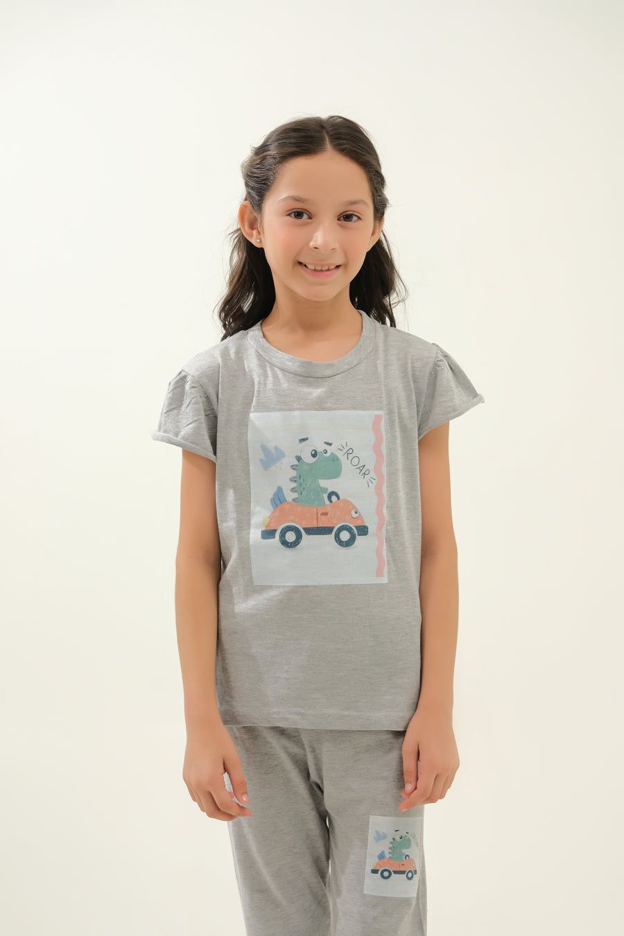 Girls' Grey Dinosaur Car Lounge Set
