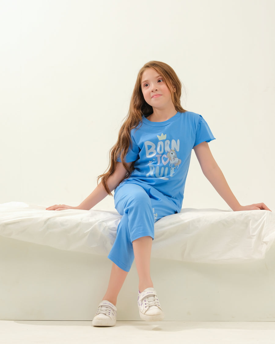 Girls' Blue "Born To Rule" Lounge Set
