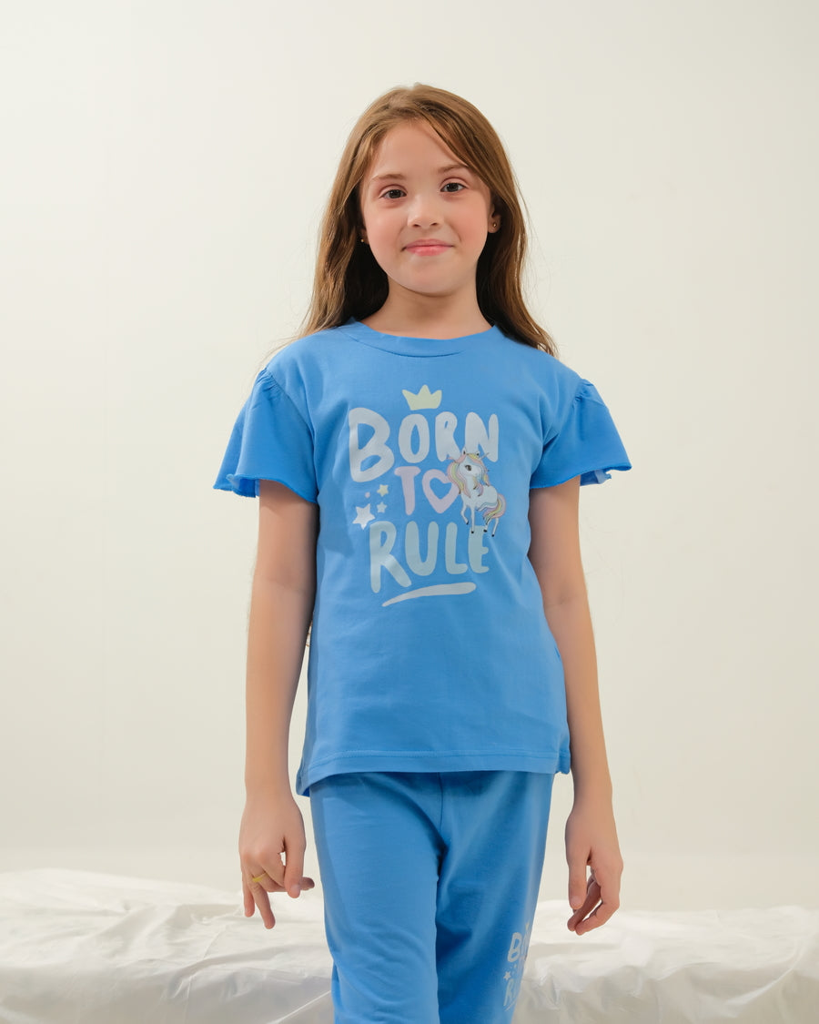Girls' Blue "Born To Rule" Lounge Set