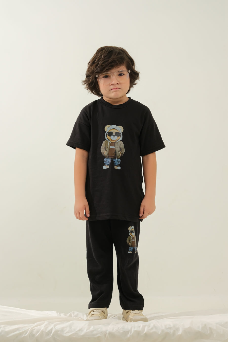 Boys' Black Cool Bear Lounge Set