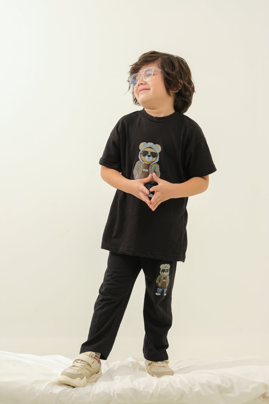Boys' Black Cool Bear Lounge Set