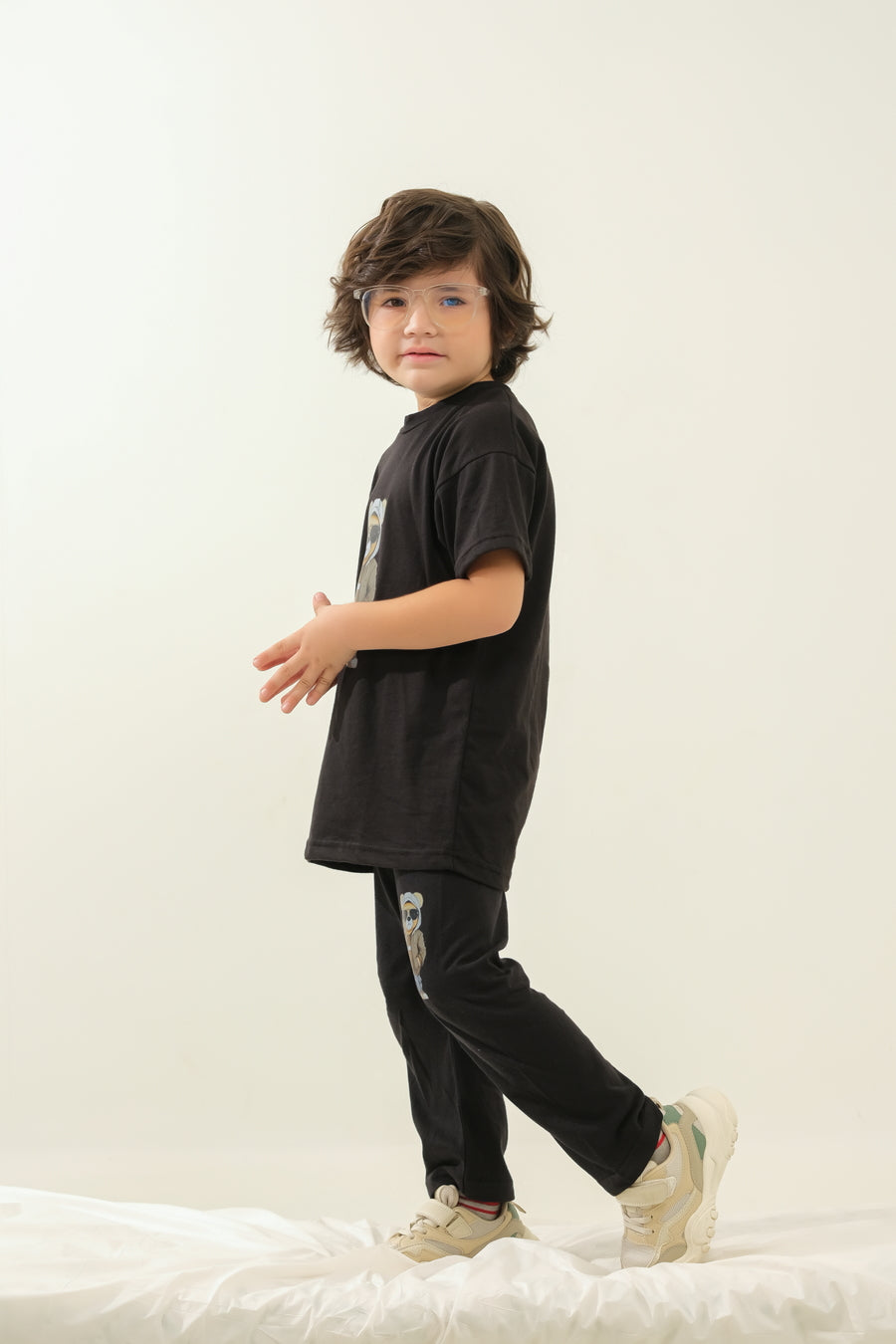 Boys' Black Cool Bear Lounge Set