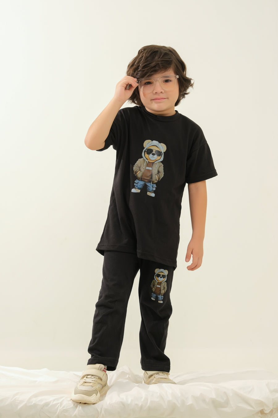 Boys' Black Cool Bear Lounge Set