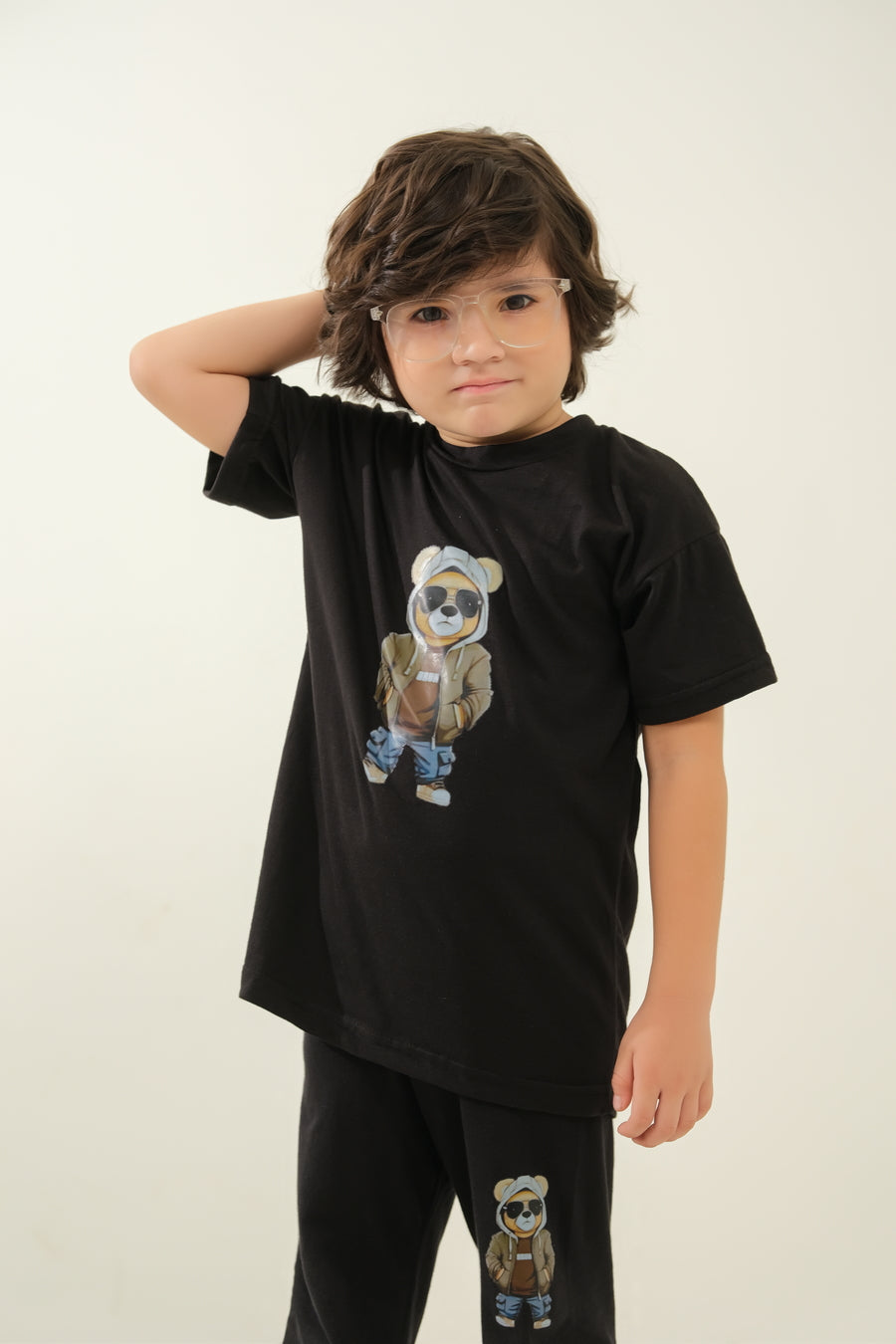 Boys' Black Cool Bear Lounge Set
