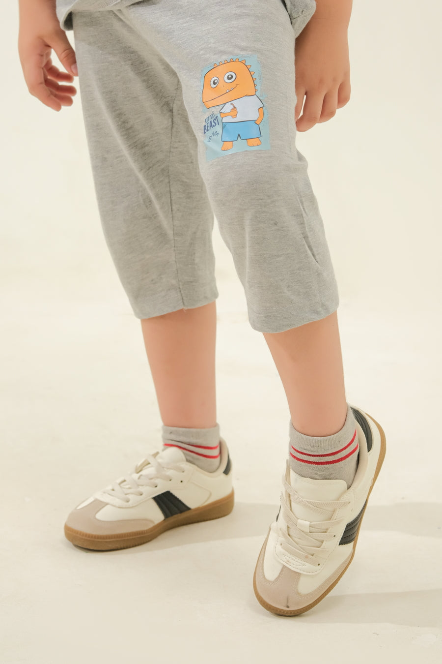 Boys' Grey "Little Beast" Dinosaur Lounge Set
