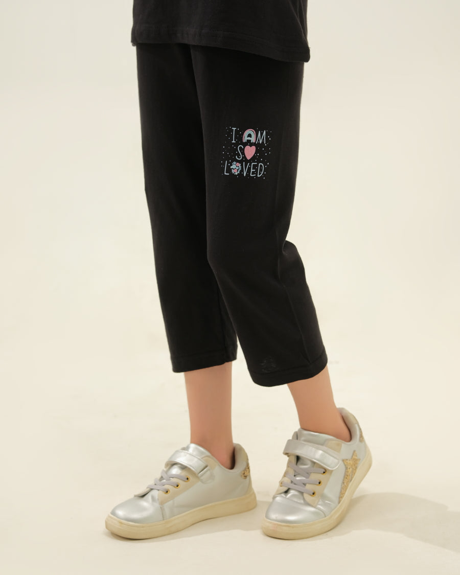 Girls' Black "I Am So Loved" Lounge Set