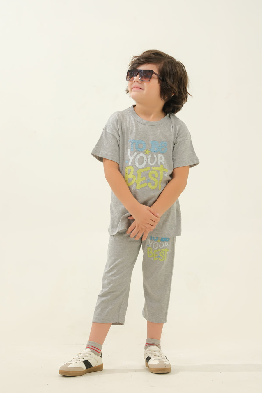 Kids' Grey "Do Your Best" Graphic Lounge Set