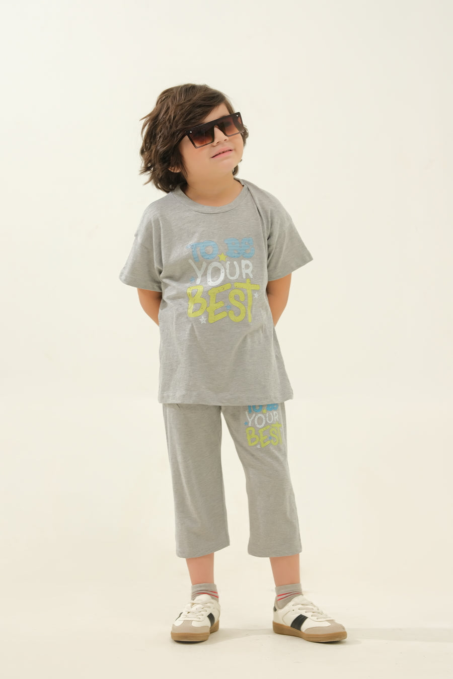 Kids' Grey "Do Your Best" Graphic Lounge Set