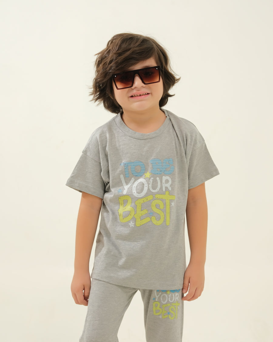 Kids' Grey "Do Your Best" Graphic Lounge Set