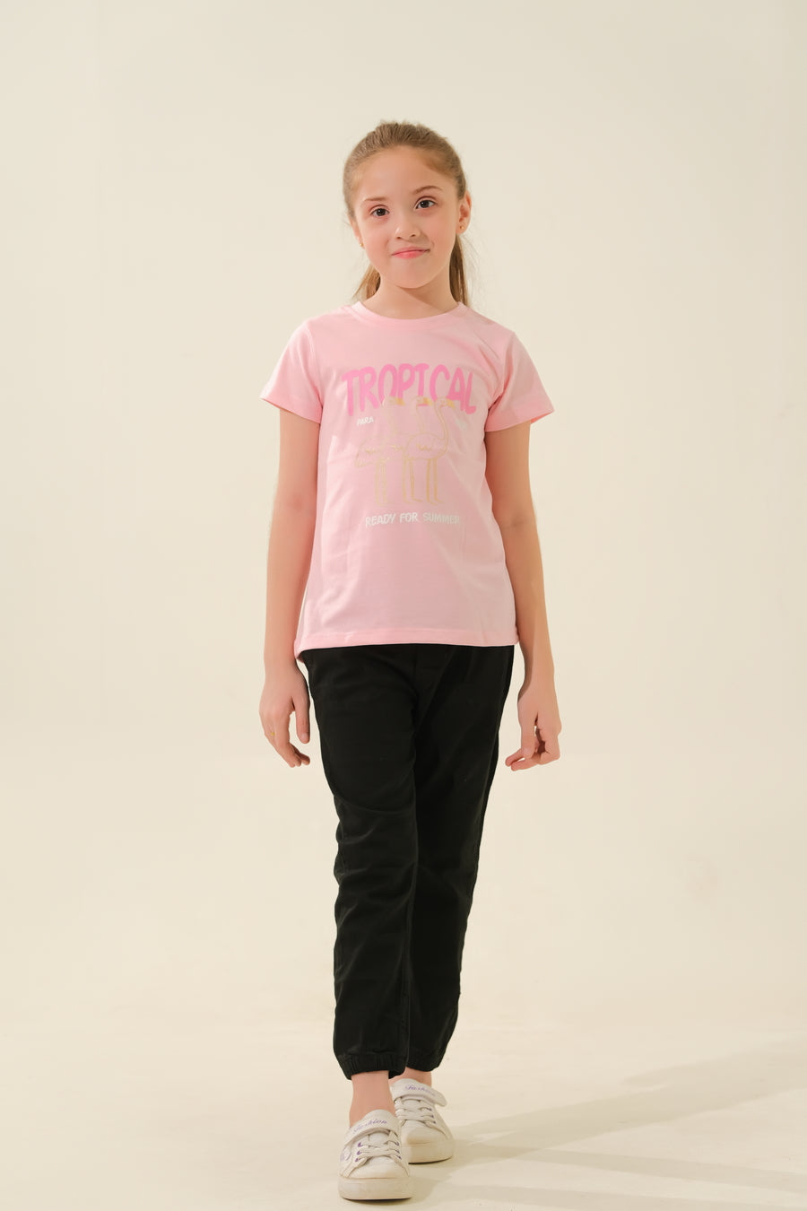 Girls' Pink "Tropical Paradise" Flamingo T-Shirt