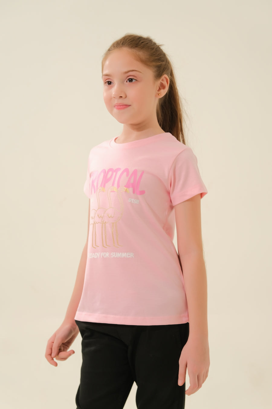 Girls' Pink "Tropical Paradise" Flamingo T-Shirt
