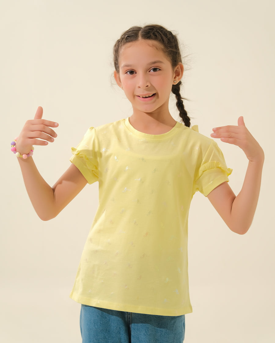 Kids' Yellow Snoopy & Paw Print T-Shirt