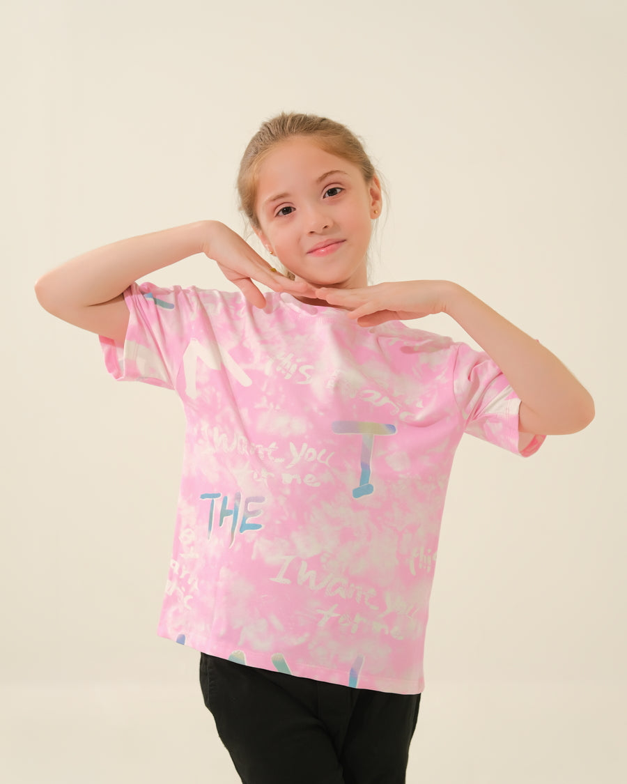 Sweet Girl in Pink Tie-Dye Tee