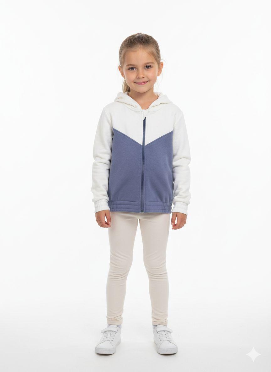 Girl's Sporty Chevron Color-Block Zip-Up Hoodie