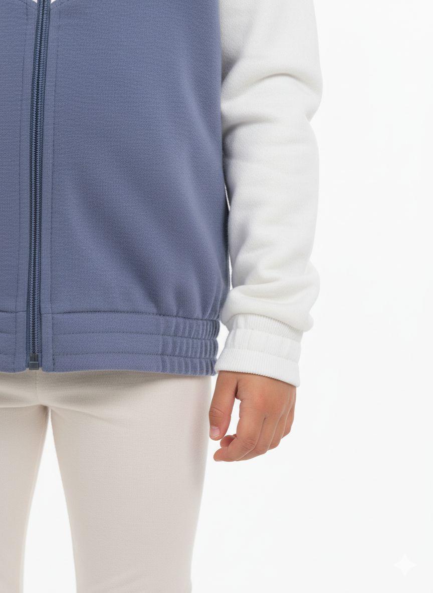 Girl's Sporty Chevron Color-Block Zip-Up Hoodie