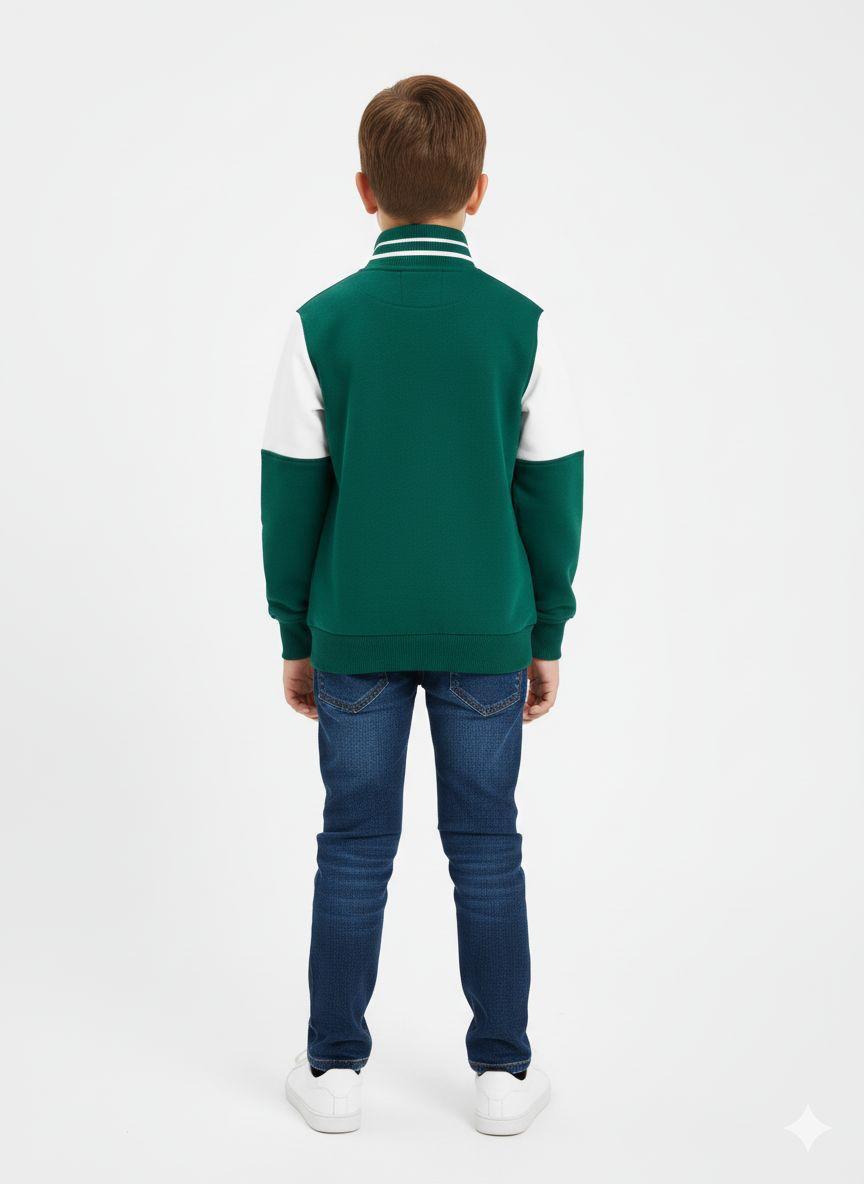 Boy's Sporty Half-Zip Stand-Collar Sweatshirt