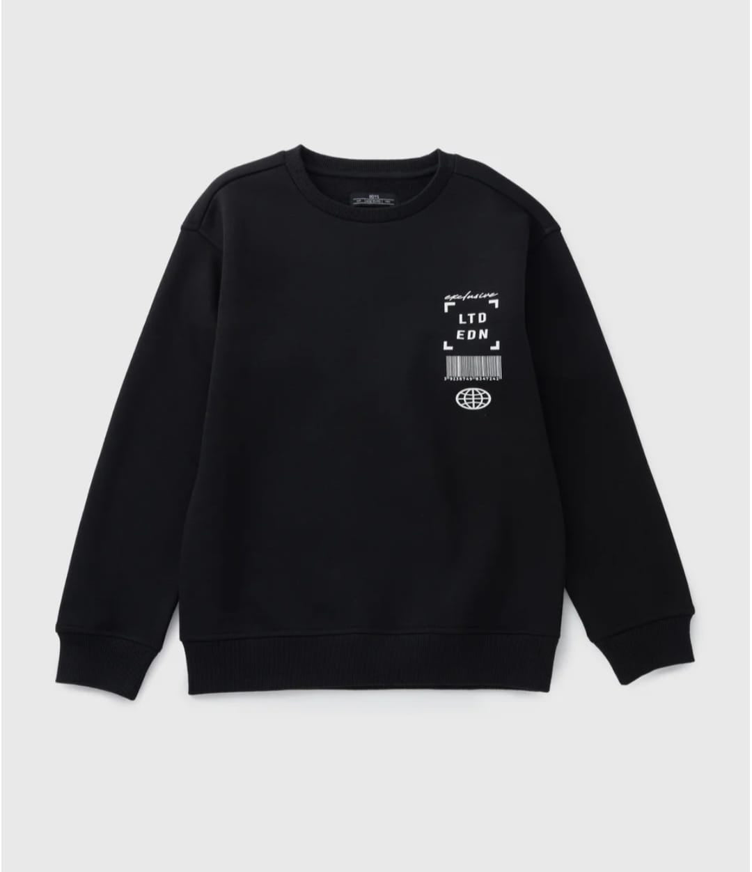 Boys' Black Crewneck Sweatshirt with "Exclusive LTD EDN" Graphic Print