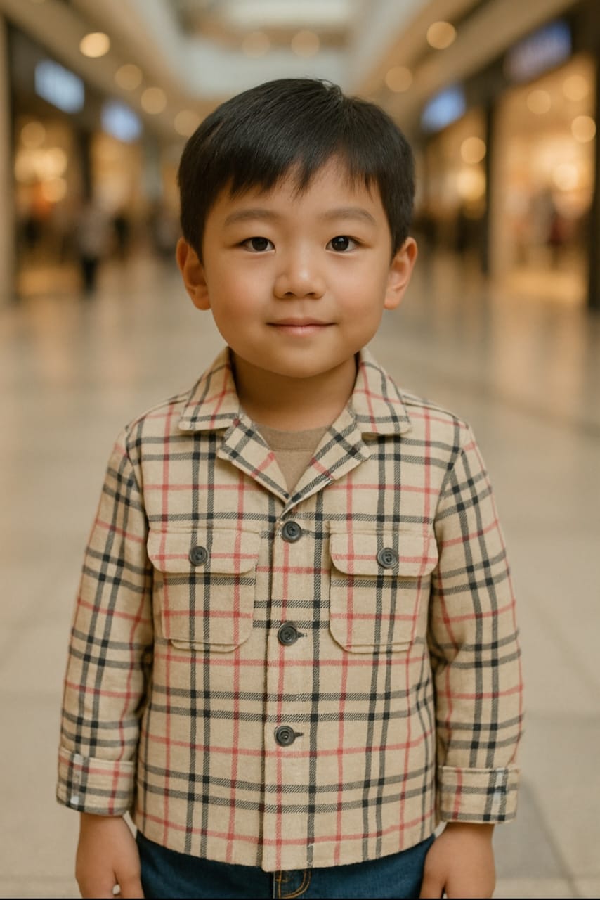 Plaid Button-Down Shirt with Chest Pockets